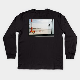 Airplane Trough Open Airport Bus Window Shot on Porta 400 Film Kids Long Sleeve T-Shirt